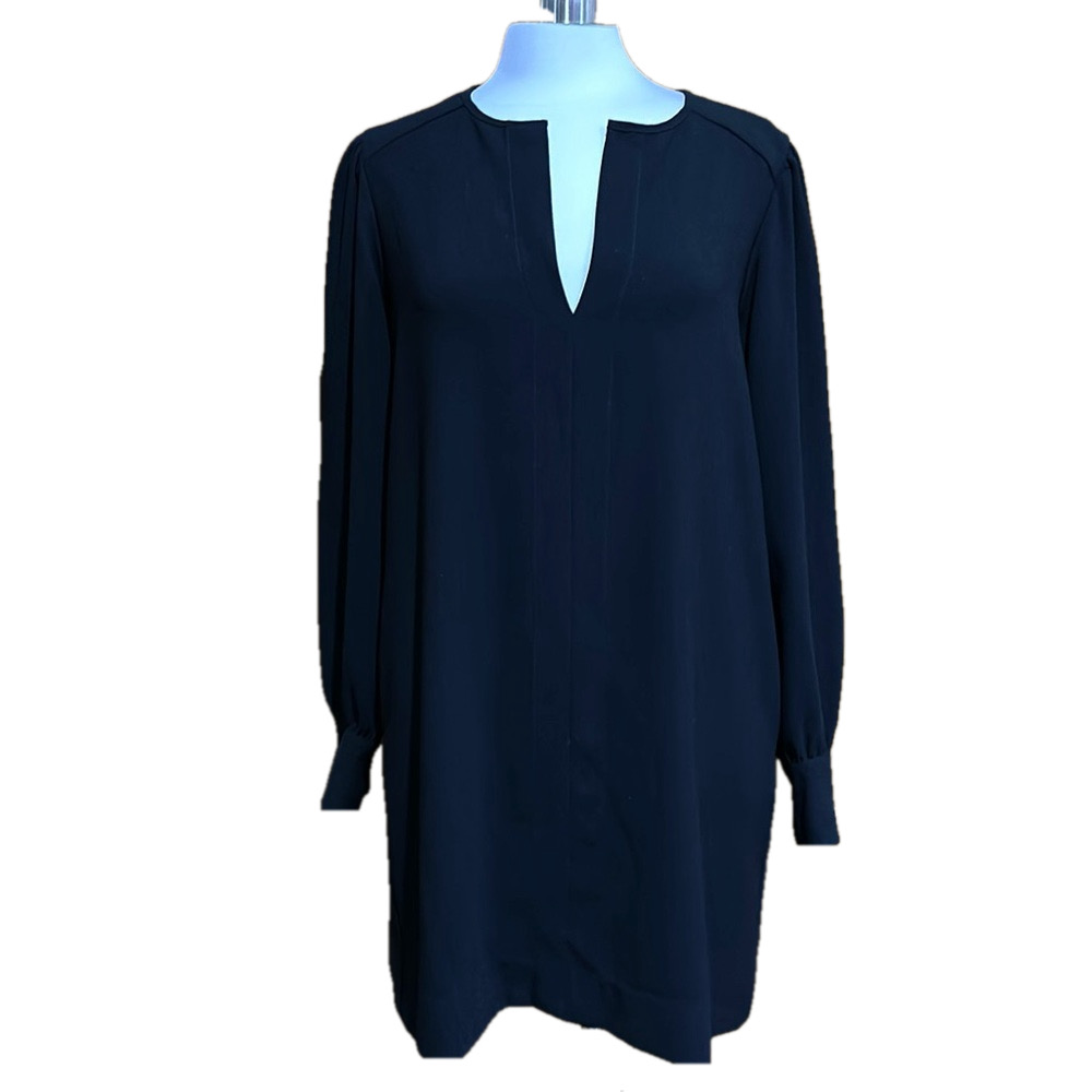 Fifteen Twenty Women's Black V-Neck Long Sleeve Knee Length Dress Size L - EUC